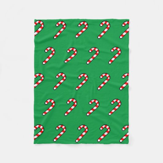 Pixel Art CANDY CANE Pattern - Black Outline Fleece Deken (Voorkant)