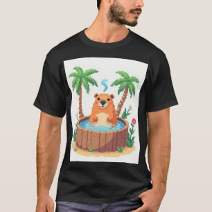 Pixel Art Capybara Bubbelbad Stoombad Retro Gamen T-shirt