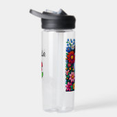 Pixel Art Cat, Kitten en bloemen gepersonaliseerd Waterfles (Rechts)