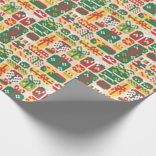 Pixel Art Christmas Gift Pattern Cadeaupapier (Hoek)