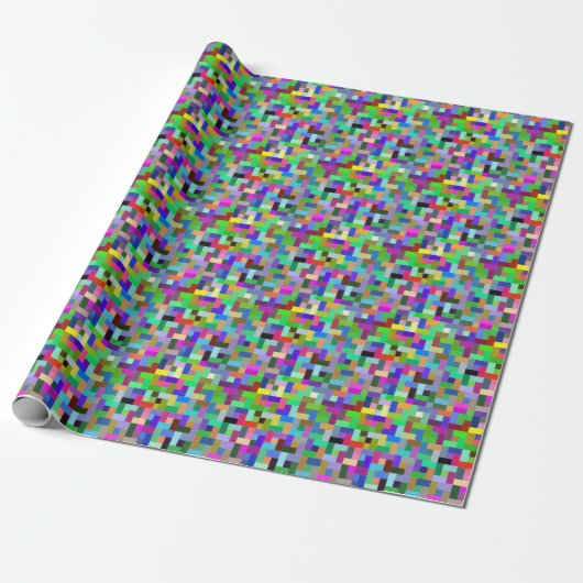 Pixel Art Colorful Squares Cadeaupapier (Uitgerold)