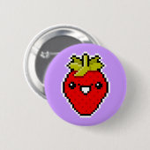 Pixel Art Cute Strawberry Button (Voorkant /achterkant)
