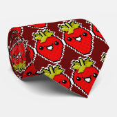 Pixel Art Cute Strawberry Stropdas (Opgerold)