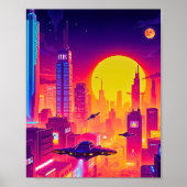 Pixel Art Cyber City Poster (Voorkant)