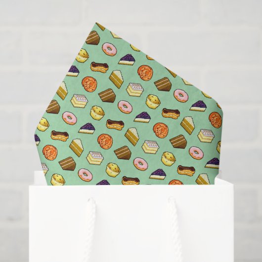 Pixel Art Delicious Cakes Pattiserie Patroon Tissuepapier (Cadeauzakje)