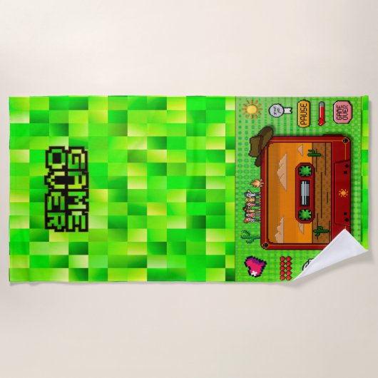 Pixel art denim beach towels strandlaken (Voorkant)