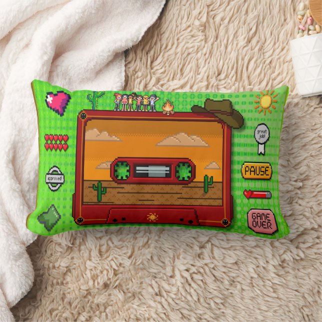 Pixel art denim  kussen (Deken)