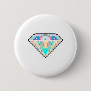Pixel art diamanten juweeltje ronde button 5,7 cm