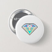 Pixel art diamanten juweeltje ronde button 5,7 cm (Voorkant /achterkant)