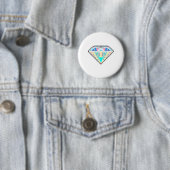 Pixel art diamanten juweeltje ronde button 5,7 cm (In situ)