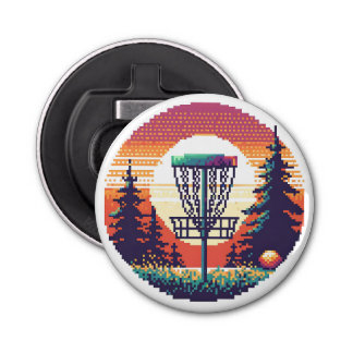 Pixel Art Disc Golfbaan Button Flesopener