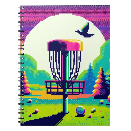 Pixel Art Disc Golfbaan Notitieboek (Voorkant)