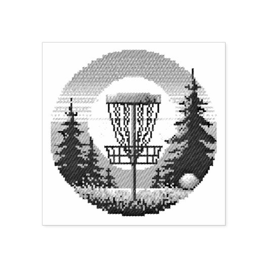Pixel Art Disc Golfbaan Rubberstempel (Afrduk)