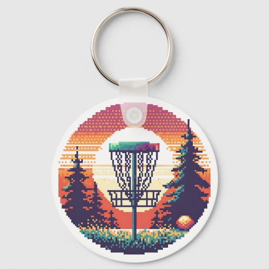 Pixel Art Disc Golfbaan Sleutelhanger (Voorkant)
