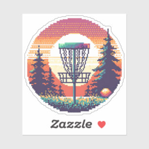 Pixel Art Disc Golfbaan Sticker