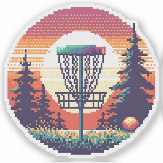 Pixel Art Disc Golfbaan Sticker (Voorkant)