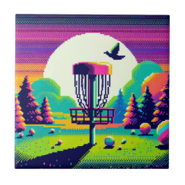 Pixel Art Disc Golfbaan Tegeltje