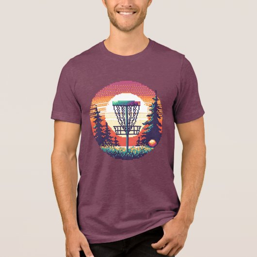 Pixel Art Disc Golfbaan Tri-Blend Shirt (Voorkant)