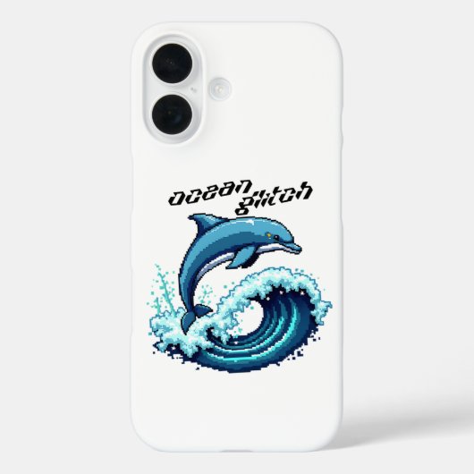 Pixel Art Dolfijn Springen Over Wave Design Case-Mate iPhone Case (Achterkant)