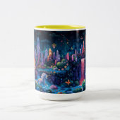 Pixel Art Eenhoorn Crystal Paradise Tweekleurige Koffiemok (Center)
