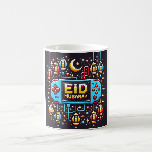 Pixel Art Eid Mubarak Gaming Koffiemok (Center)