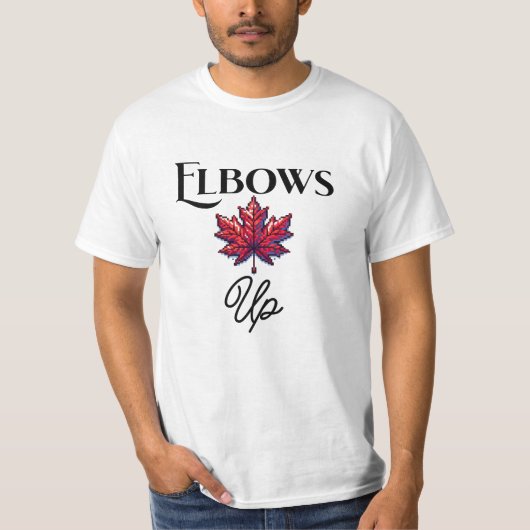 Pixel Art ellebogen omhoog | Canada Support & Ally T-shirt (Voorkant)