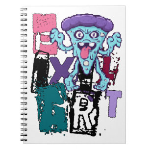 Pixel art en blauw monster notitieboek