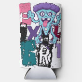 Pixel art en blauw monster seltzer blikjeskoeler (Voorkant)
