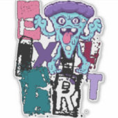 Pixel art en blauw monster sticker (Voorkant)