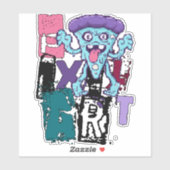 Pixel art en blauw monster sticker (Vel)