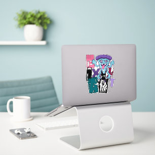 Pixel art en blauw monster sticker