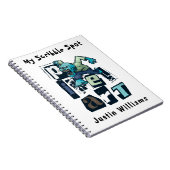 Pixel art en monster aangepast notitieboek (Rechterzijde)