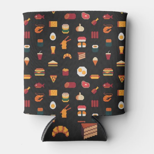 Pixel art eten, naadloze textuur. blikjeskoeler (Voorkant)