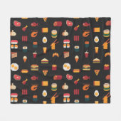 Pixel art eten, naadloze textuur. fleece deken (Voorkant (Horizontaal))