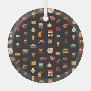 Pixel art eten, naadloze textuur. glas ornament