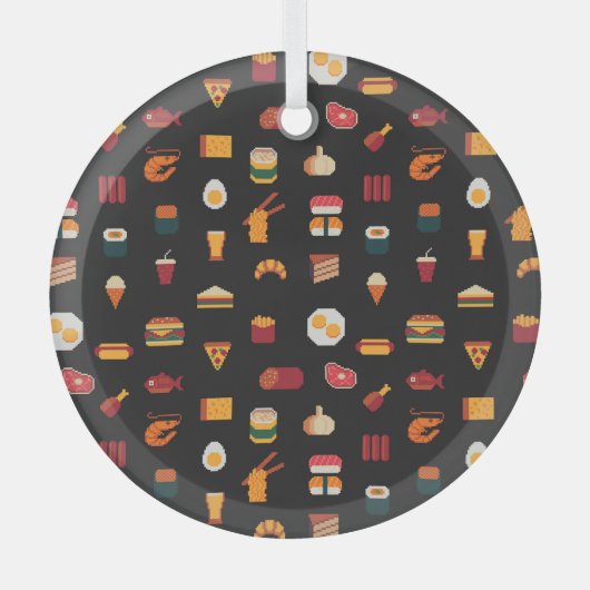 Pixel art eten, naadloze textuur. glas ornament (Voorkant)