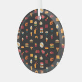 Pixel art eten, naadloze textuur. glas ornament (Voorkant links)