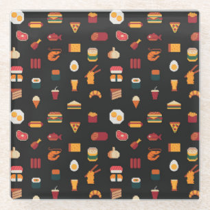 Pixel art eten, naadloze textuur. glazen onderzetter