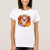 Pixel Art Fiery gekroond Axolotl T-shirt (Voorkant)