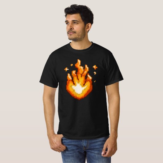 Pixel Art Fire Flame Graphic T-shirt (Voorkant volledig)