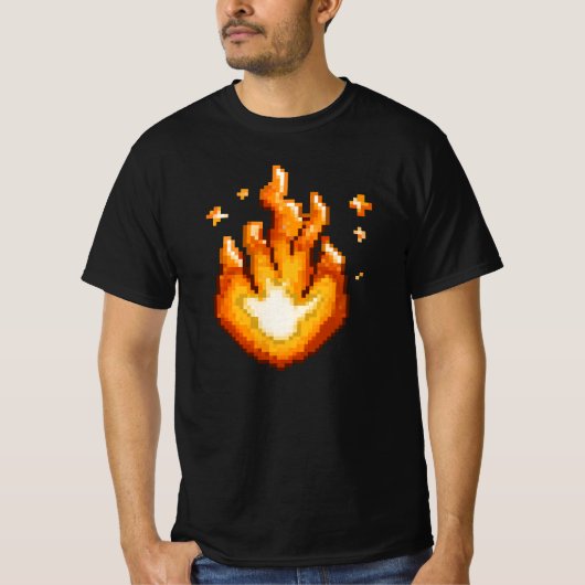 Pixel Art Fire Flame Graphic T-shirt (Voorkant)