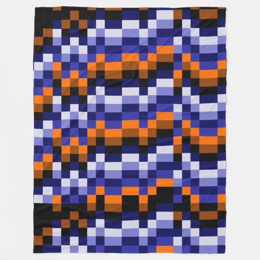 Pixel Art Fleece Deken – Blues, Sinaasappel & Eart (Voorkant)