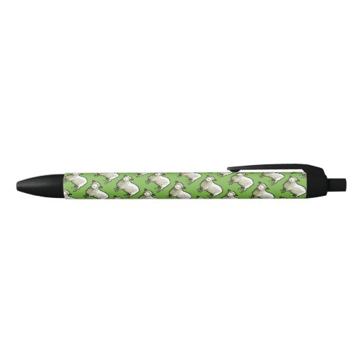 Pixel Art Flock of Sheep Pattern Zwarte Inkt Pen (Bovenkant)