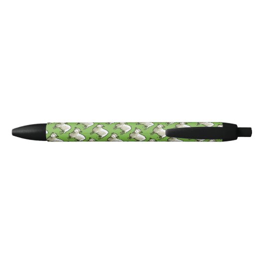 Pixel Art Flock of Sheep Pattern Zwarte Inkt Pen (Achterkant)