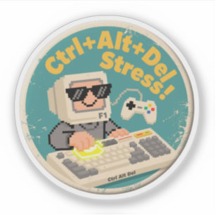 Pixel Art Gamer Herstarten Slechte Vibes Badge Sticker