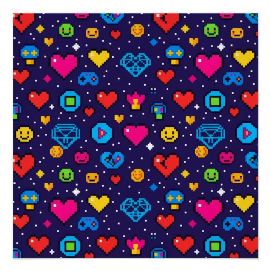 Pixel Art Gaming Aesthetic Room Décor Poster (Voorkant)