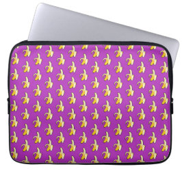Pixel Art gereed om geel bananenpatroon te eten Laptop Sleeve