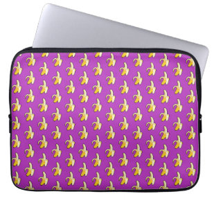 Pixel Art gereed om geel bananenpatroon te eten Laptop Sleeve
