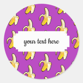 Pixel Art gereed om geel bananenpatroon te eten Ronde Sticker