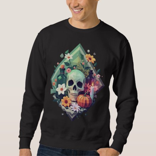 Pixel Art Gifbeker met Bloemenschedel Trui (Voorkant)